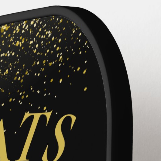 Schwarz und Gold - Moderne Abschluss-Glückwünsche Pickleball Schläger (Linke Seite)