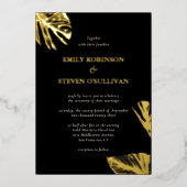 Schwarz und Gold Moderne Elegante Hochzeit Folieneinladung (Vorderseite)