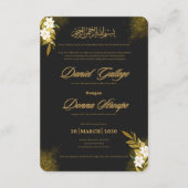 Schwarz und Gold Moderne elegante Hochzeitsfeier Begleitkarte (Rückseite)