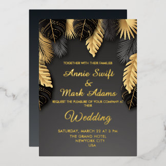 Schwarz und Gold Moderne Elegante Trendy Wedding Folieneinladung