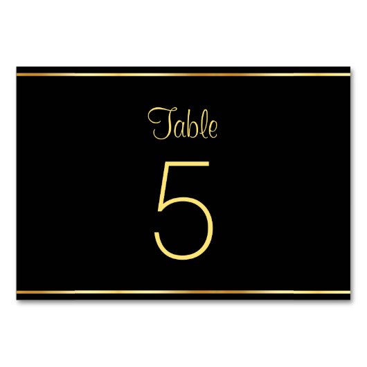 Schwarz und Gold Moderne glamouröse Vorlage Trends Tischnummer (Rückseite)