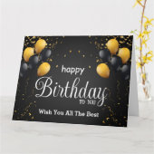 Schwarz und Gold Moderne glücklich Geburtstag Karte (Gelbe Blume)