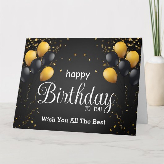 Schwarz und Gold Moderne glücklich Geburtstag Karte (Vorderseite)