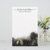 Schwarz und Gold Moderne Kunst Flüssige Wasserfarb Briefpapier (Stehend Vorderseite)