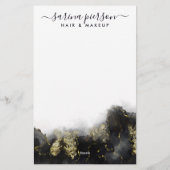 Schwarz und Gold Moderne Kunst Flüssige Wasserfarb Briefpapier (Rückseite)