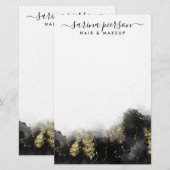 Schwarz und Gold Moderne Kunst Flüssige Wasserfarb Briefpapier (Vorne/Hinten)