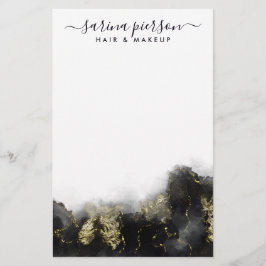 Schwarz und Gold Moderne Kunst Flüssige Wasserfarb Briefpapier