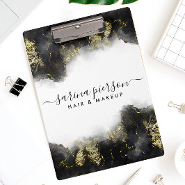 Schwarz und Gold Moderne Kunst Flüssige Wasserfarb Klemmbrett