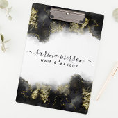 Schwarz und Gold Moderne Kunst Flüssige Wasserfarb Klemmbrett