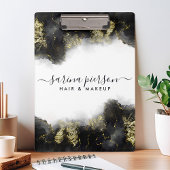 Schwarz und Gold Moderne Kunst Flüssige Wasserfarb Klemmbrett