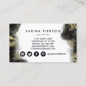 Schwarz und Gold Moderne Kunst Flüssige Wasserfarb Visitenkarte (Rückseite)