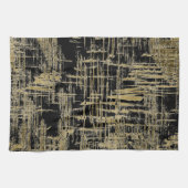 Schwarz und Gold Moderne Kunst Geschirrtuch (Horizontal)