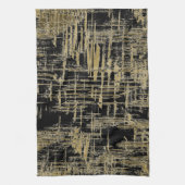 Schwarz und Gold Moderne Kunst Geschirrtuch (Vertikal)