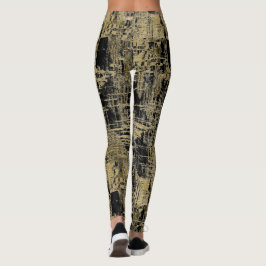 Schwarz und Gold Moderne Kunst Leggings