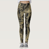 Schwarz und Gold Moderne Kunst Leggings (Vorderseite)