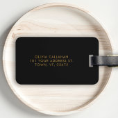 Schwarz und Gold Moderne Monogram Name Einfach Gepäckanhänger