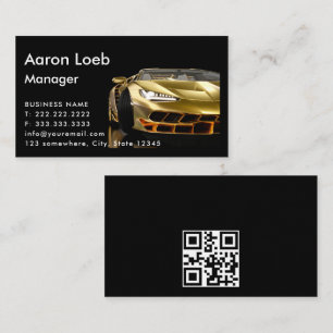 Schwarz und Gold Moderne Sportwagen Business Card Visitenkarte