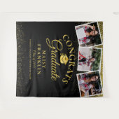 Schwarz und Gold Moderner Abschluss 3 Foto Hinterg Wandteppich (Vorderseite (Horizontal))