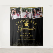 Schwarz und Gold Moderner Abschluss 3 Foto Hinterg Wandteppich (Vorderseite)