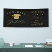 Schwarz und Gold Moderner, eleganter Script-Abschl Banner (Messe)