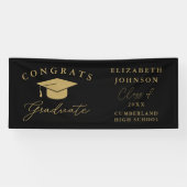 Schwarz und Gold Moderner, eleganter Script-Abschl Banner (Horizontal)
