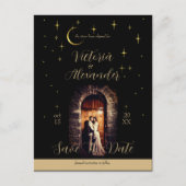 Schwarz und Gold Moderner Minimaler Himmelsbogen Ankündigungspostkarte (Vorderseite)