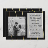 Schwarz und Gold Modernes Foto Hochzeitseinladunge Einladung (Vorne/Hinten)
