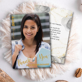 Schwarz und Gold Modernes Foto Script Graduate Dankeskarte