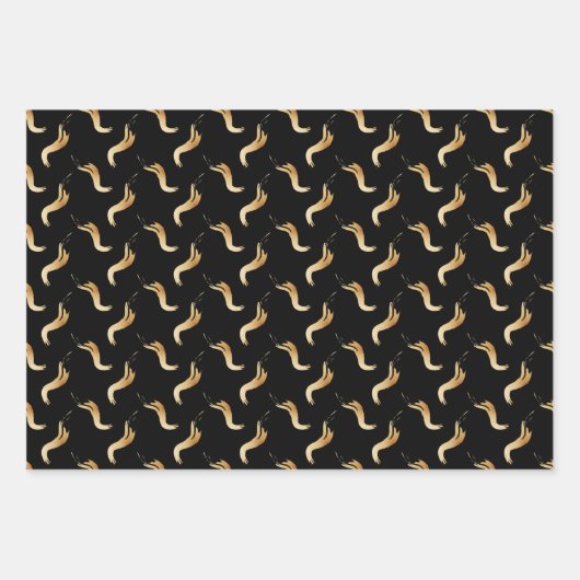 Schwarz und Gold Modernes Glam Geschenkpapier Set (Vorderseite 2)