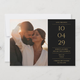 Schwarz und Gold Modernes Minimalistisches Hochzei Save The Date