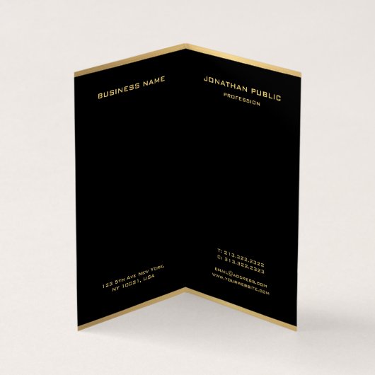 Schwarz und Gold Modernes Mit Monogramm Elegant Visitenkarten (Innenseite)