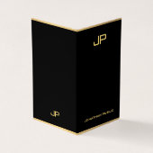 Schwarz und Gold Modernes Mit Monogramm Elegant Visitenkarten (Vorderseite)