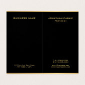 Schwarz und Gold Modernes Mit Monogramm Elegant Visitenkarten (Innenseite Aufgefaltet)