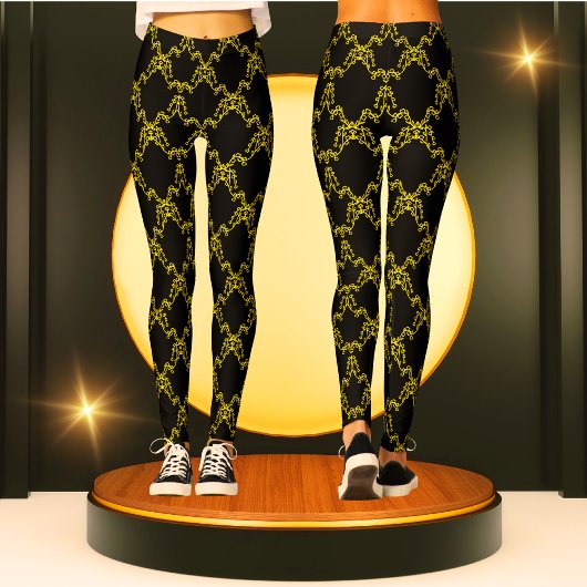 Schwarz und Gold Modernes Muster Trendy Fashion Sp Leggings