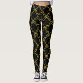 Schwarz und Gold Modernes Muster Trendy Fashion Sp Leggings (Vorderseite)