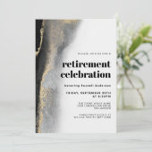 Schwarz und Gold Modernes Party für Abstrakte Alte Einladung (Stehend Vorderseite)