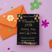 Schwarz und Gold Modernes Prom Night Party Einladung