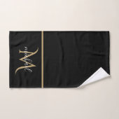 Schwarz und Gold Monogram Elegant Luxury Badhandtuch Set (Handtuch)