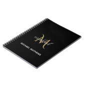 Schwarz und Gold Monogram Elegant Luxury Notebook Notizblock (Linke Seite)