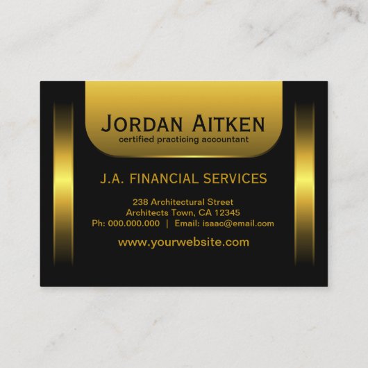 Schwarz und Gold Münzen Horiz. Großrechner Visitenkarte (Rückseite)