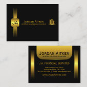 Schwarz und Gold Münzen Horiz. Großrechner Visitenkarte (Vorne/Hinten)