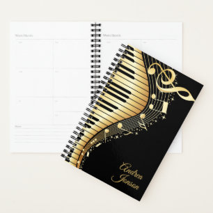 Schwarz- und Gold-Musiknoten-Design Planer