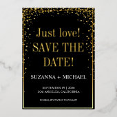 Schwarz und Gold, nur Liebe, Save the Date Folieneinladung (Vorderseite)