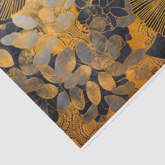 Schwarz und Gold Oriental Seidenpapier (Ausschnitt)