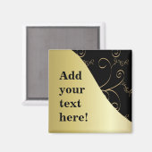 Schwarz und Gold passen sie an Magnet (Vorderseite/Rückseite)