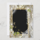 Schwarz und Gold Pearl Quinceñera Einladung (Rückseite)