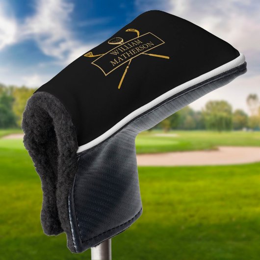 Schwarz und Gold Personalisiert stilvoll Golf Headcover