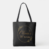 Schwarz und Gold Personalisiert Tasche (Rückseite)