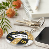 Schwarz und Gold, Personalisierte Volleyball-Schlü Schlüsselanhänger (Vorderseite rechts)