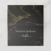 Schwarz und Gold Platzkarte (Außenseite Aufgefaltet)